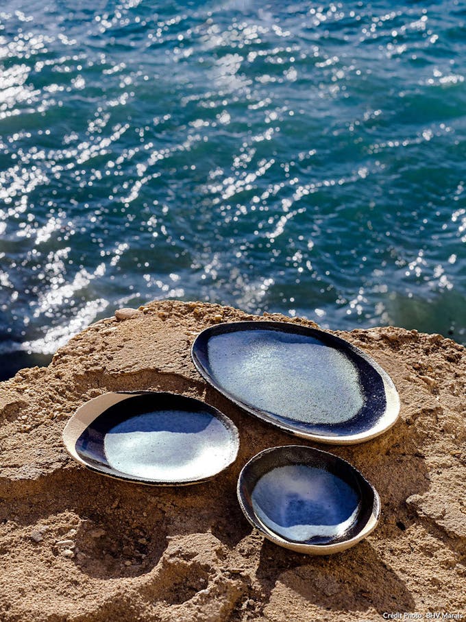 assiette en céramique style bord de mer