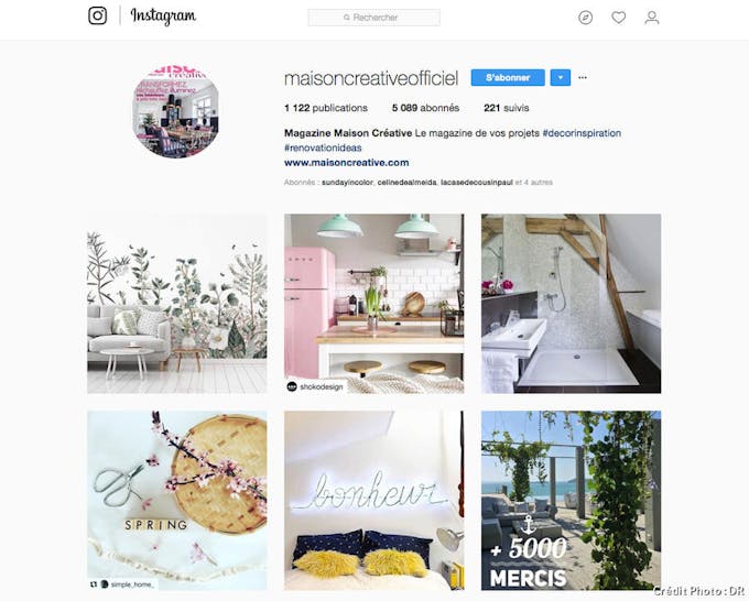 Compte Instagram de Maison créative