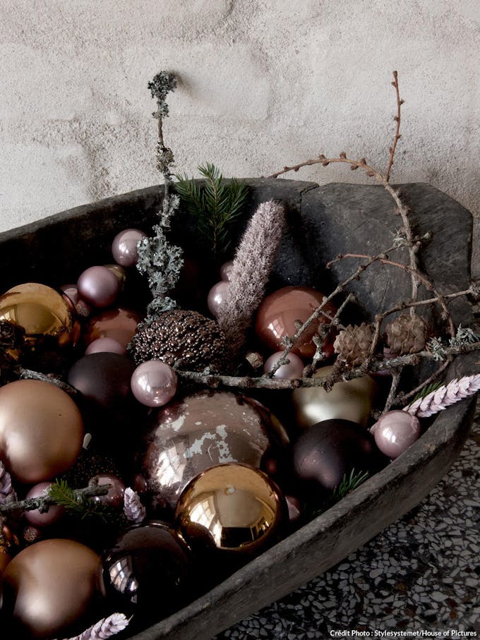 décoration de Noël avec des boules de Noël