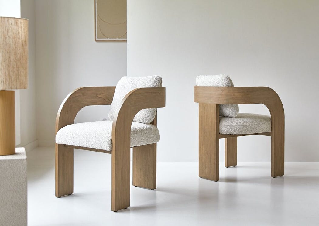 fauteuil design bois et laine bouclée