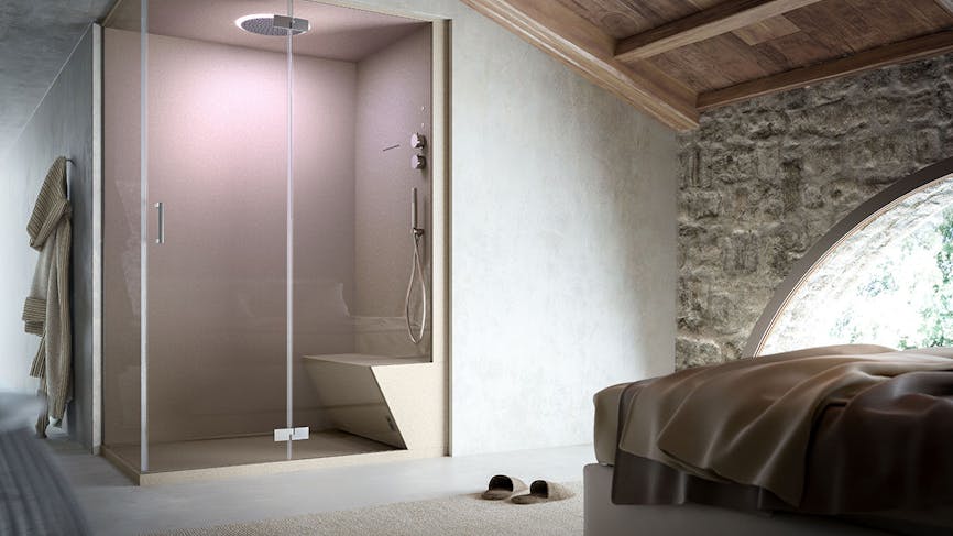 une salle de bains contemporaine avec un hammam