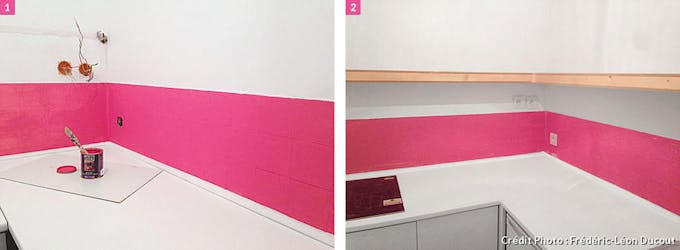 peinture rose et pose d'une étagère
