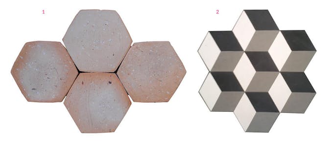 Tomette et carreau de ciment hexagonal