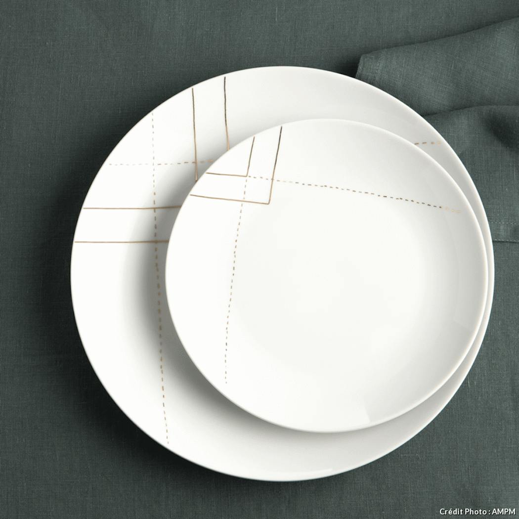 Service assiettes plates (par 4) et desserts (par 4) en céramique noir –  Decoclico