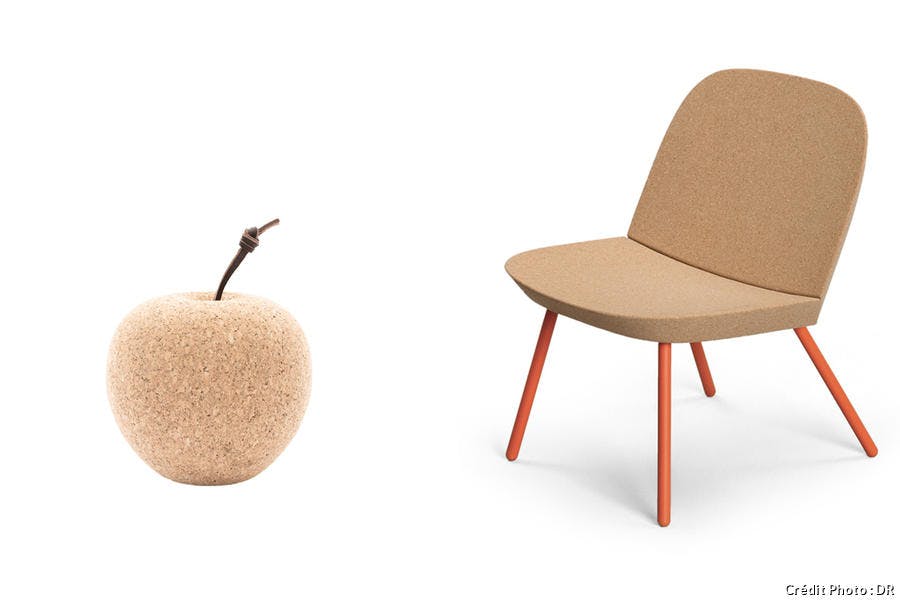Chaise et pomme en liège
