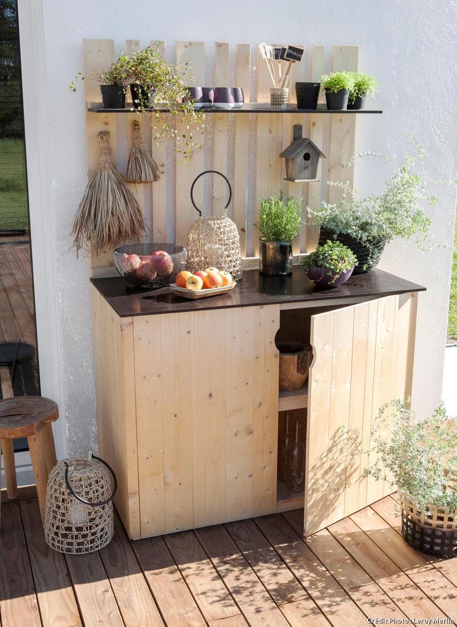 Armoire de Rangement en Bois Massif pour l'Extérieur, Boîte de