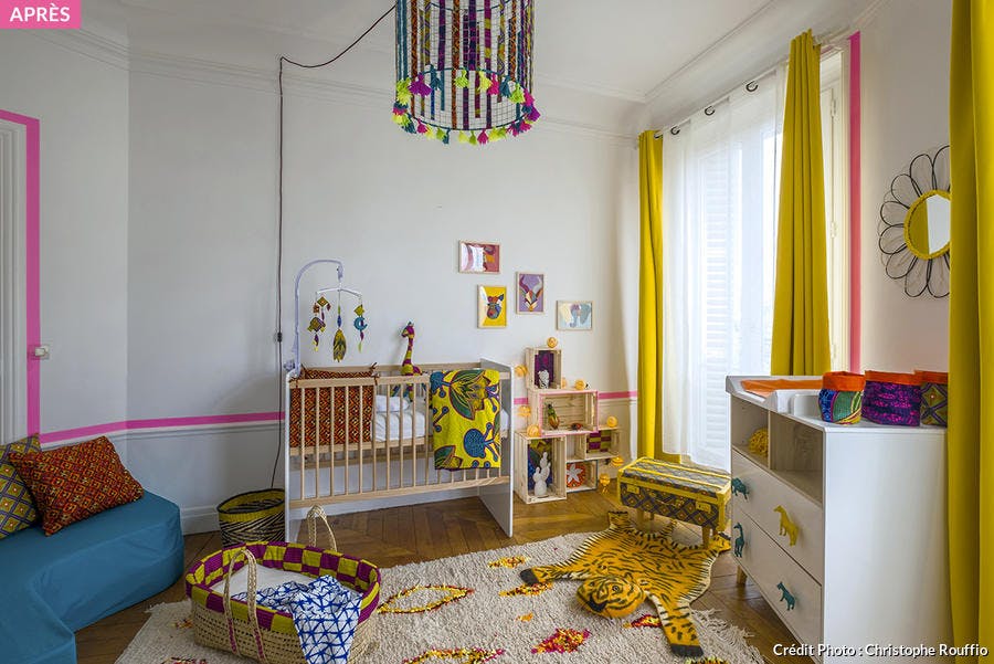 Avant après. Une chambre de bébé aux couleurs de l'Afrique - Wax