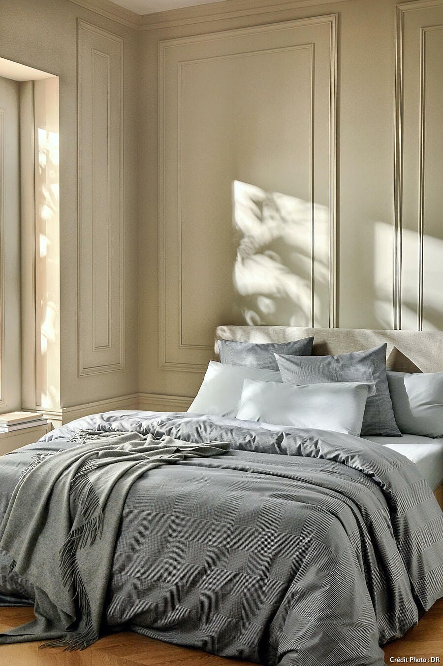 parure de lit prince de galle gris clair