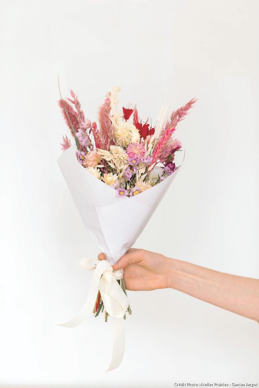 Bouquet de fleurs séchées en cornet