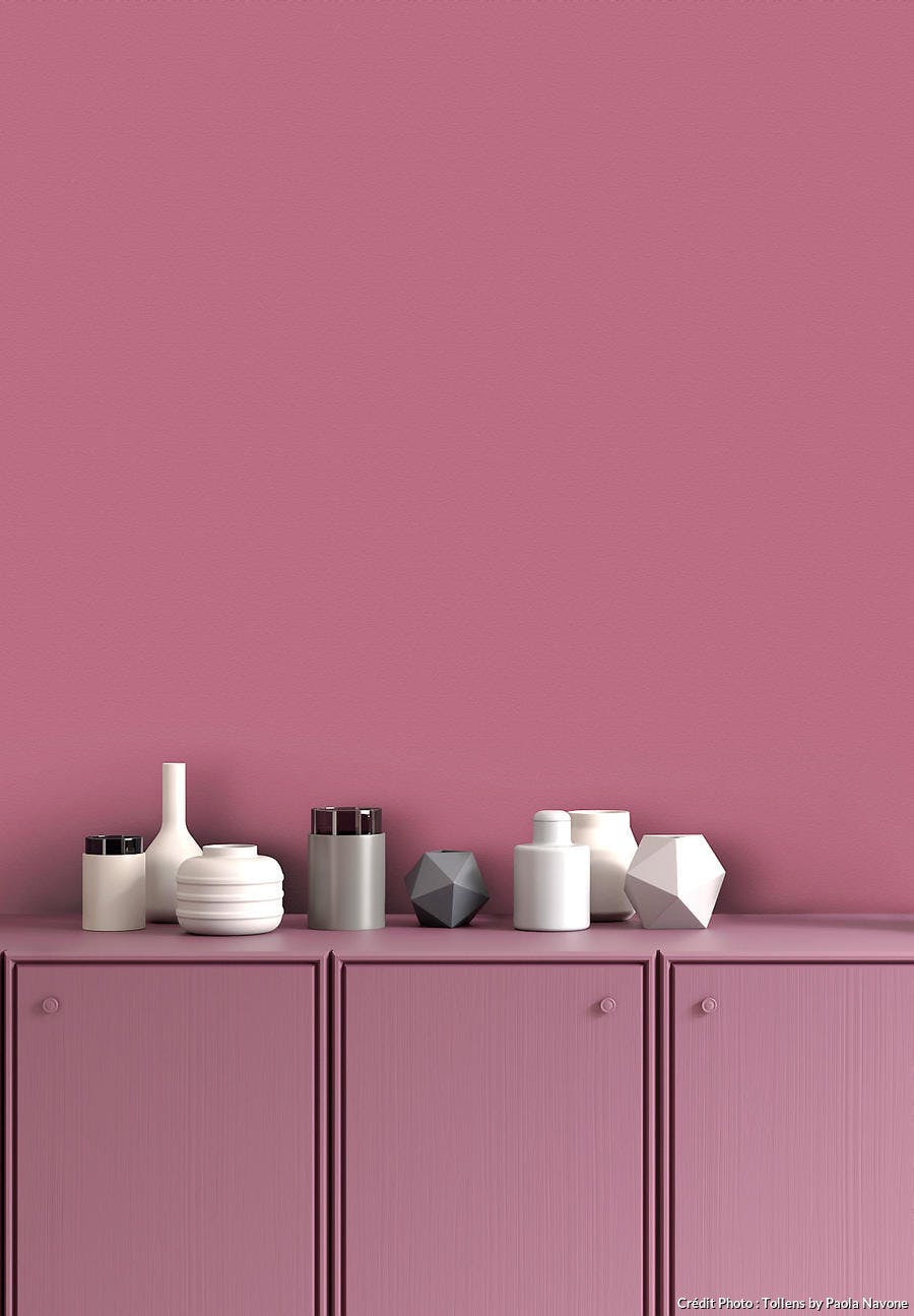 mur et commode couleur rose blush