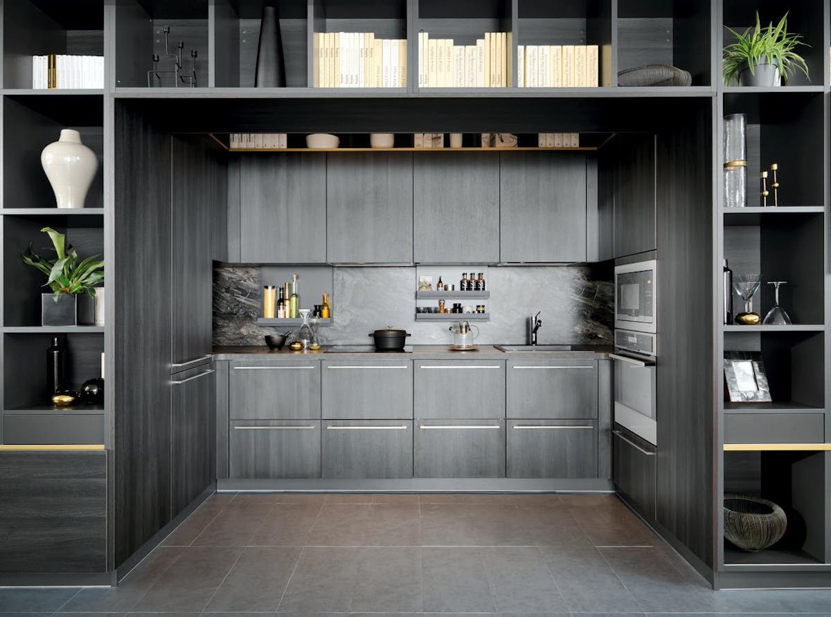 Maison contemporaine avec un intérieur moderne  Cuisine contemporaine,  Cuisine moderne, Cuisine moderne grise