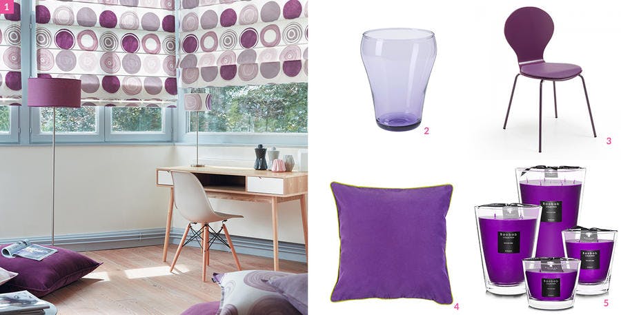 Divers objets de couleur violette