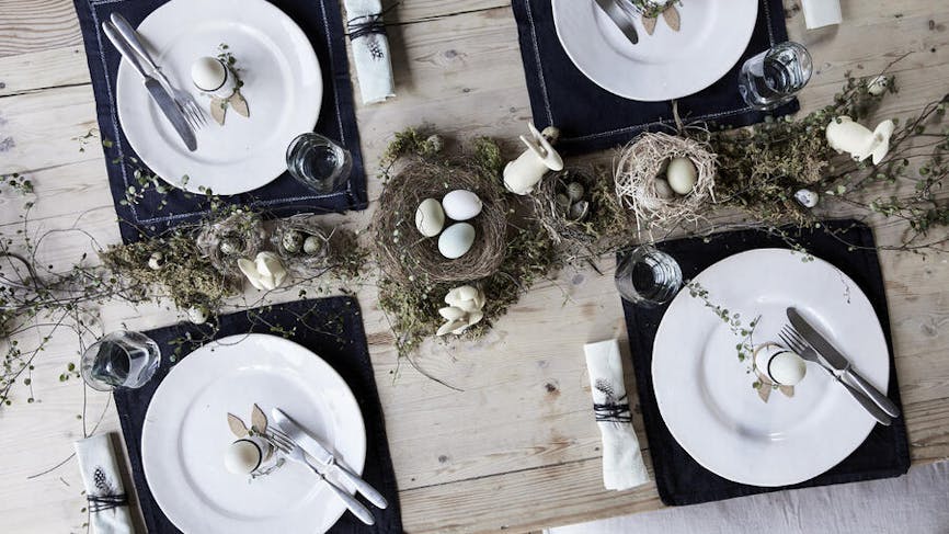 décoration nature de table de pâques
