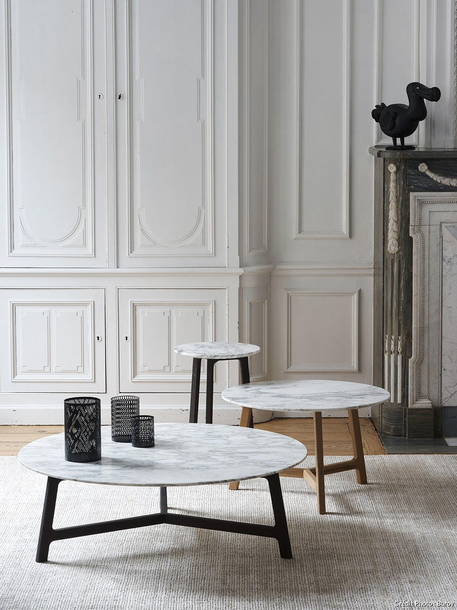 table basse en marbre et en bois