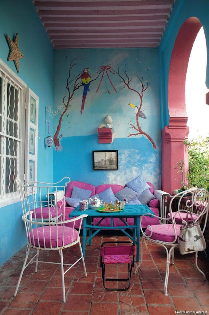 Terrasse colorée au style cuba
