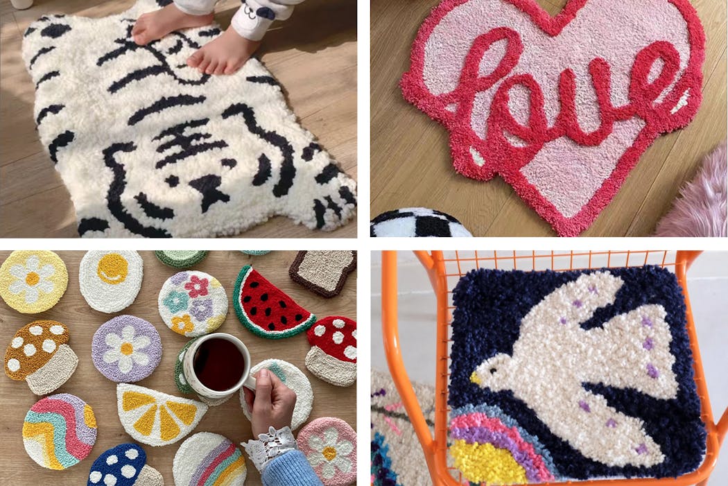 des photos de diy tufting de tapis et accessoires